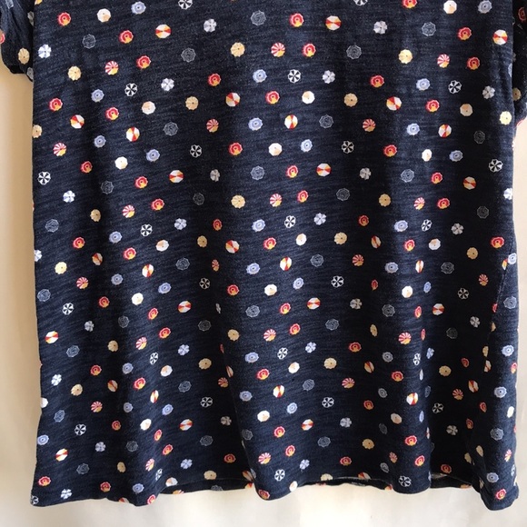 Maison Jules navy umbrella print V-neck tee, size L - Picture 3 of 8
